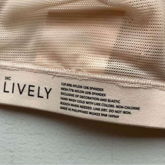 34C Lively The Lace Strapless Bra, Toasted Almond NEW‎ Style 32221 - Picture 4 of 8